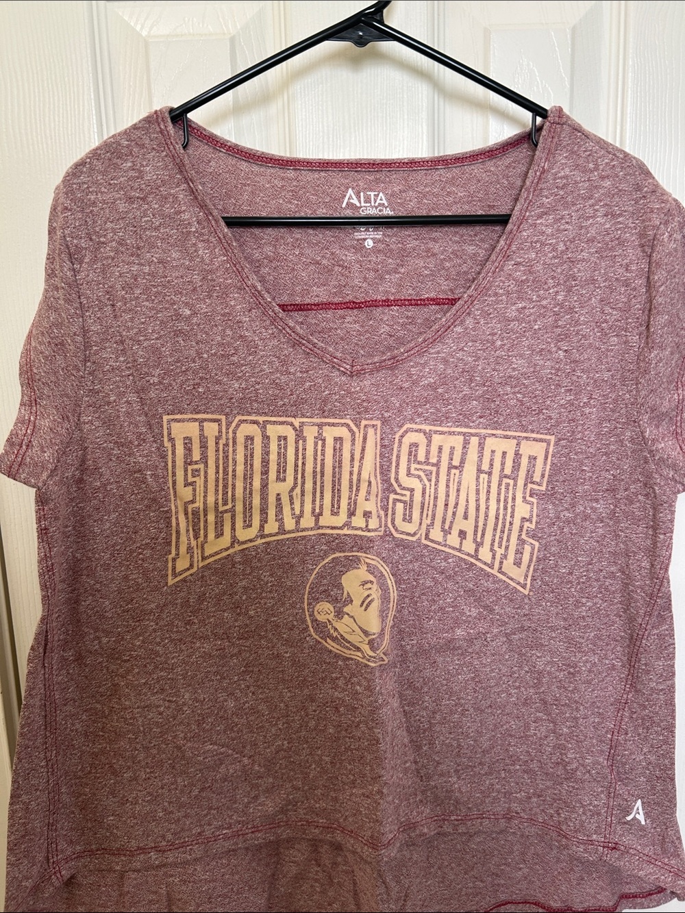 Alta Gracia Women's Florida State V-Neck Tee — Maroon